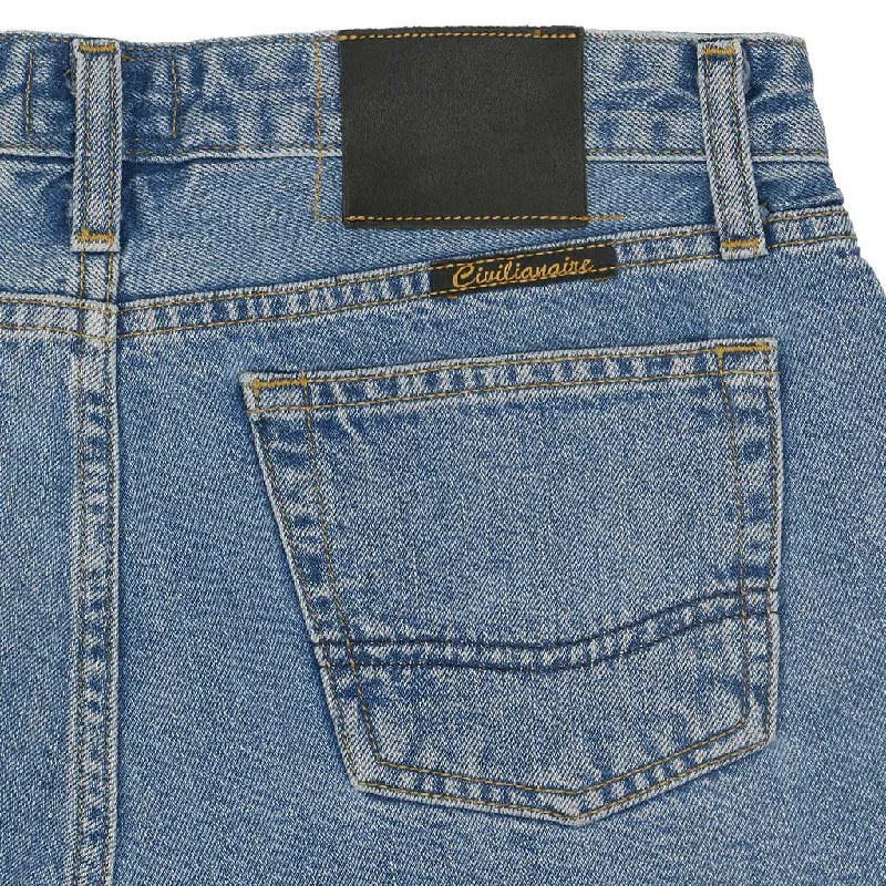 10.5 oz Indigo Cut-Off Boyfriend 5-Pocket Short - Medium Stone Wash