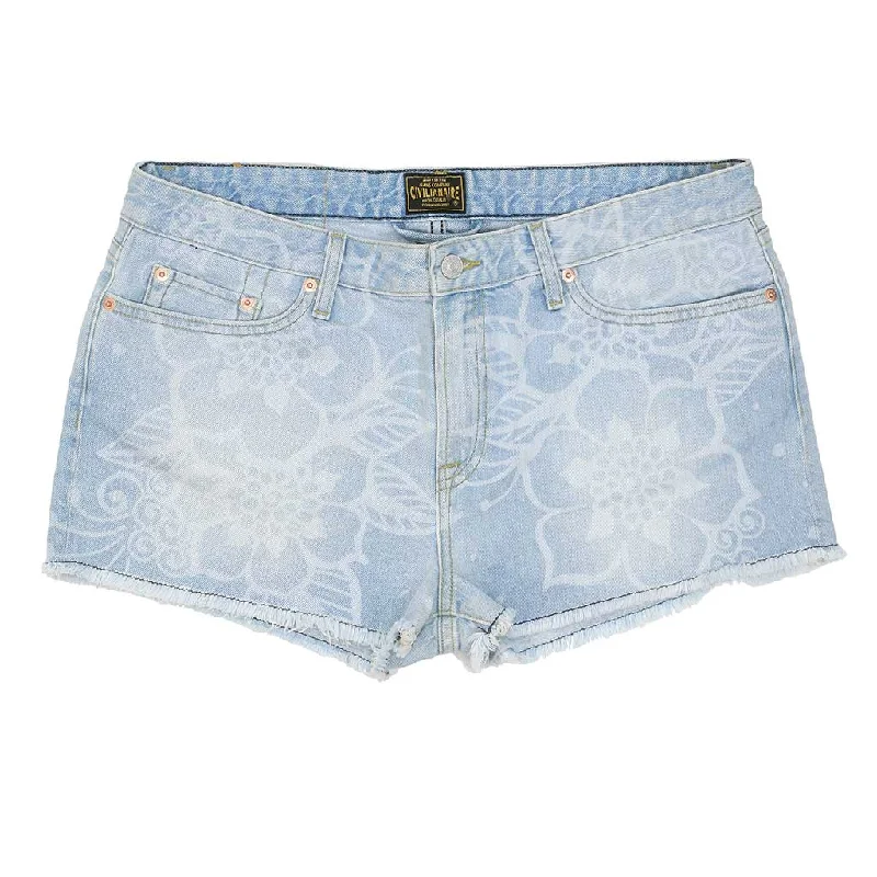 5 Pocket Cut-Off Boyfriend 10.5 oz Shorts - LIGHT STONE - LASER FLORAL PRINT