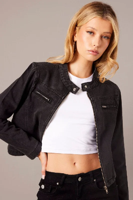 Black Denim Jacket Long Sleeve