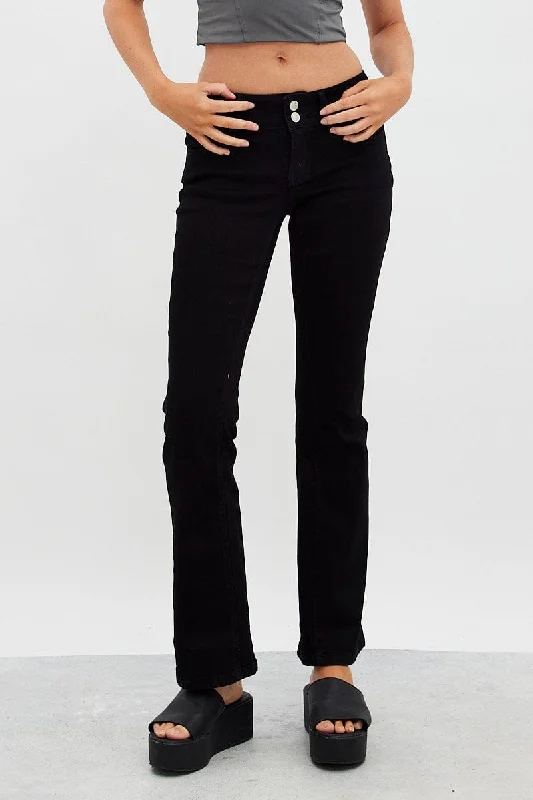 Black Flare Jeans Low Waist