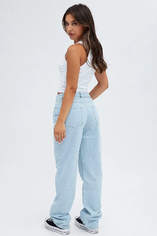 Blue Baggy Denim Jeans Mid rise