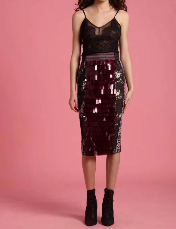 Sequined Tile Skirt In Pink