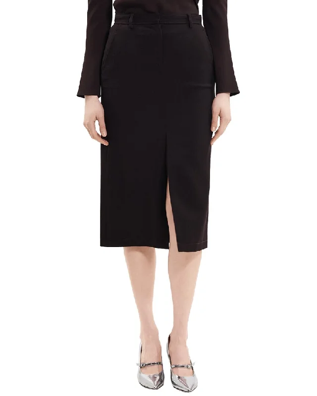 Theory Midi Wool-Blend Trouser Skirt