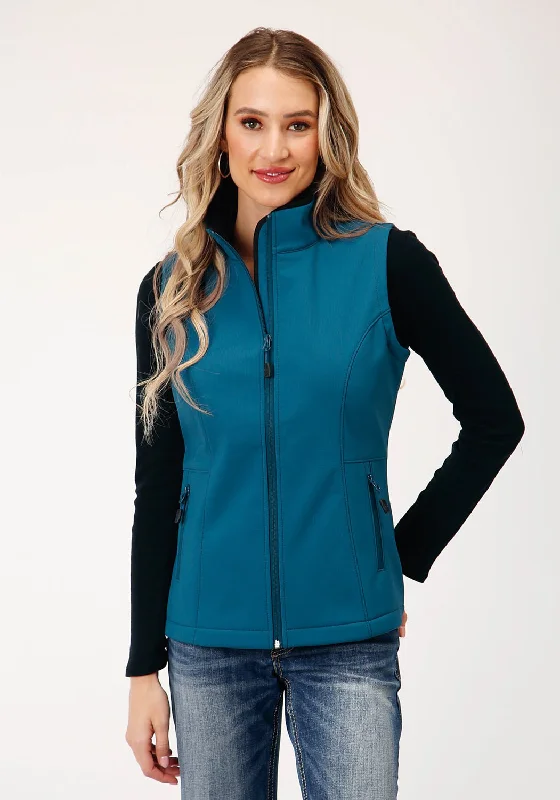 Roper Womens Zip Deep Teal Polyester Softshell Vest