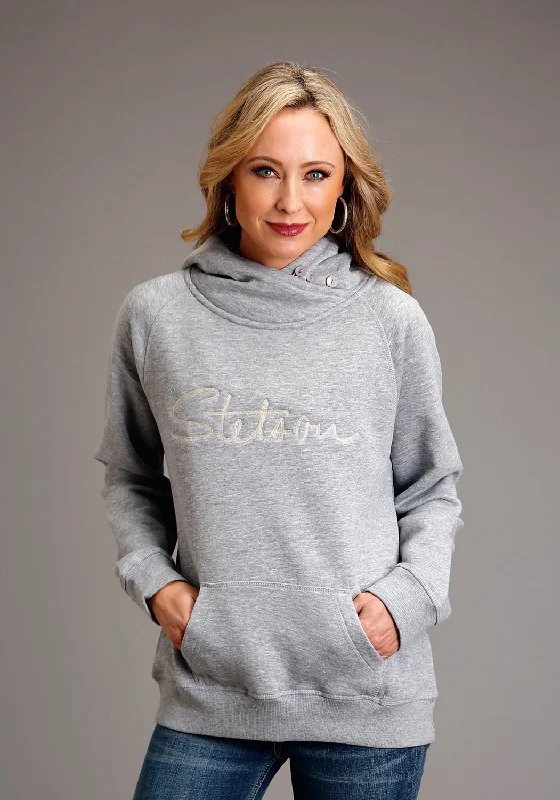 Stetson Womens Chain Stitch Grey Cotton Blend Hoodie