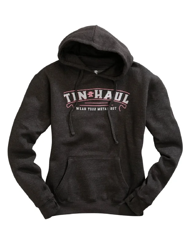 Tin Haul Womens Banner Print Grey Cotton Blend Hoodie