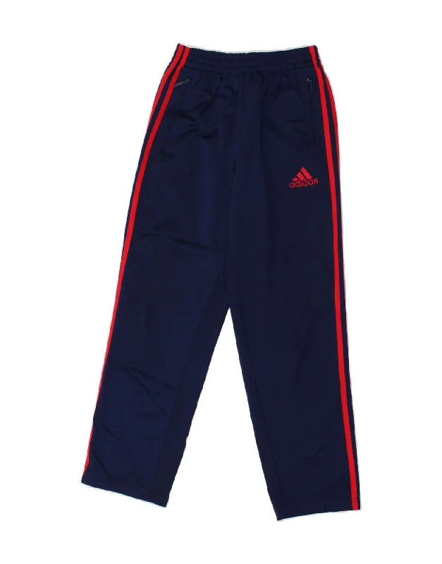 ADIDAS Boys Tracksuit Trousers 13-14 Years Navy Blue Polyester