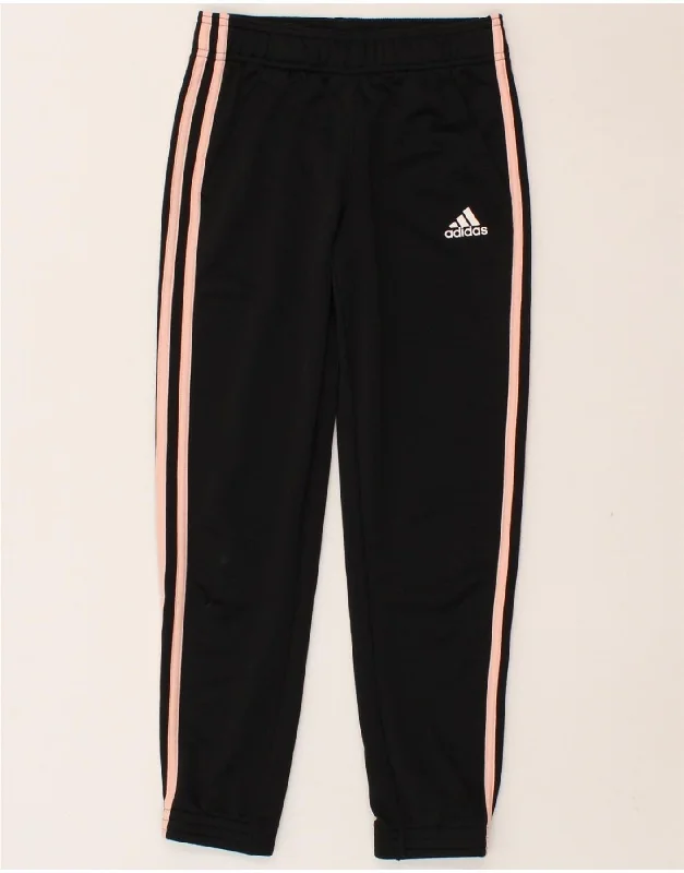 ADIDAS Girls Tracksuit Trousers Joggers 9-10 Years Black