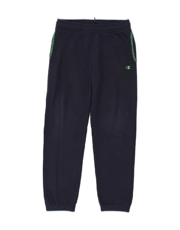 CHAMPION Boys Tracksuit Trousers Joggers 7-8 Years Small Navy Blue Cotton