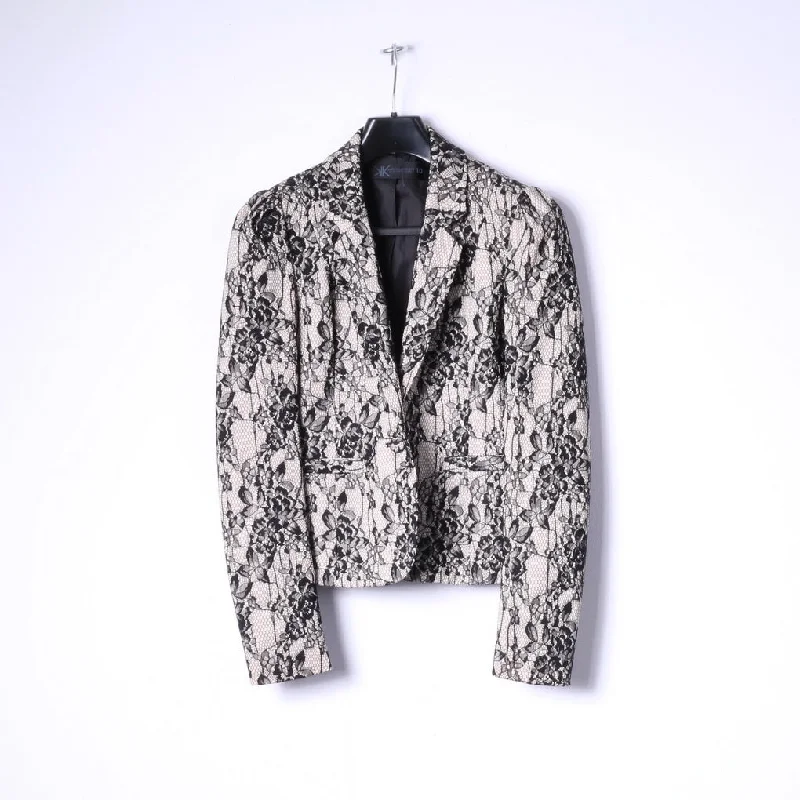 Kardashian Kollection Womens 10 S Blazer Beige Black Lace Casual Jacket