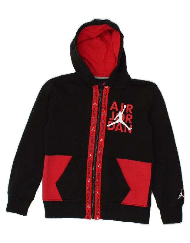 JORDAN Boys Graphic Zip Hoodie Sweater 10-11 Years Medium Black