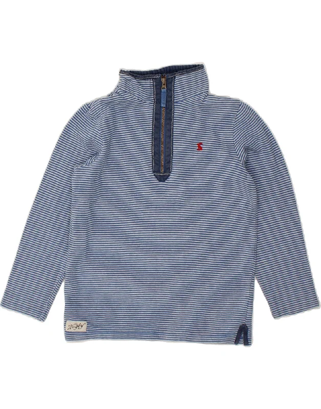 JOULES Boys Zip Neck Sweatshirt Jumper 9-10 Years Blue Striped