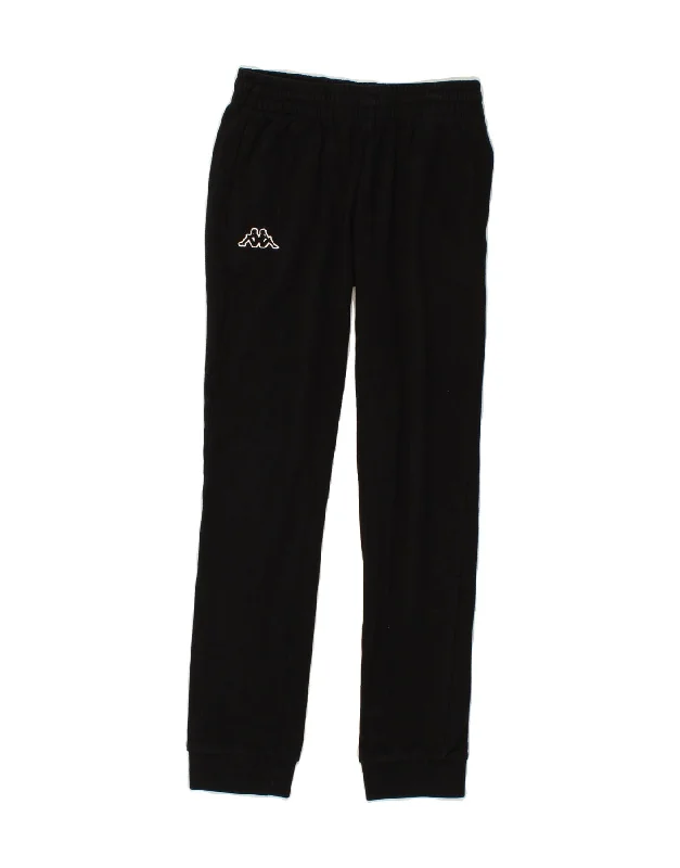 KAPPA Boys Tracksuit Trousers Joggers 11-12 Years Black Cotton