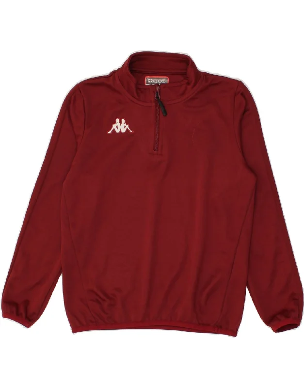 KAPPA Boys Zip Neck Pullover Tracksuit Top 9-10 Years Burgundy Polyester