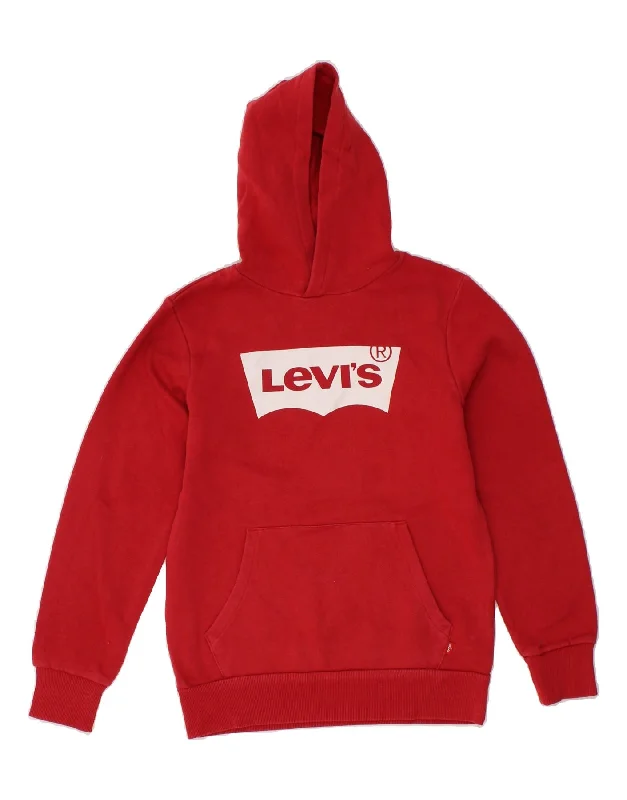 LEVI'S Boys Graphic Hoodie Jumper 15-16 Years Red