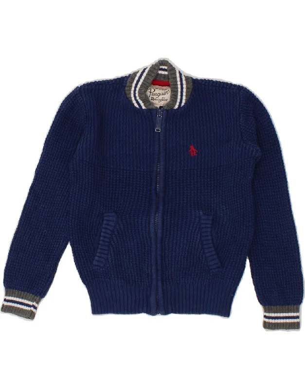 PENGUIN Boys Cardigan Sweater 4-5 Years Navy Blue Cotton