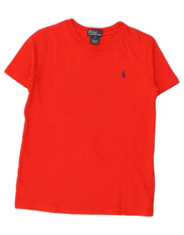 POLO RALPH LAUREN Boys T-Shirt Top 6-7 Years Red Cotton