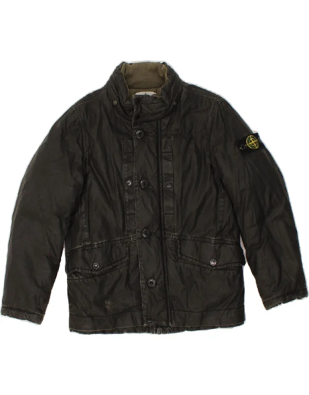 STONE ISLAND Boys Bomber Jacket 7-8 Years Black Cotton